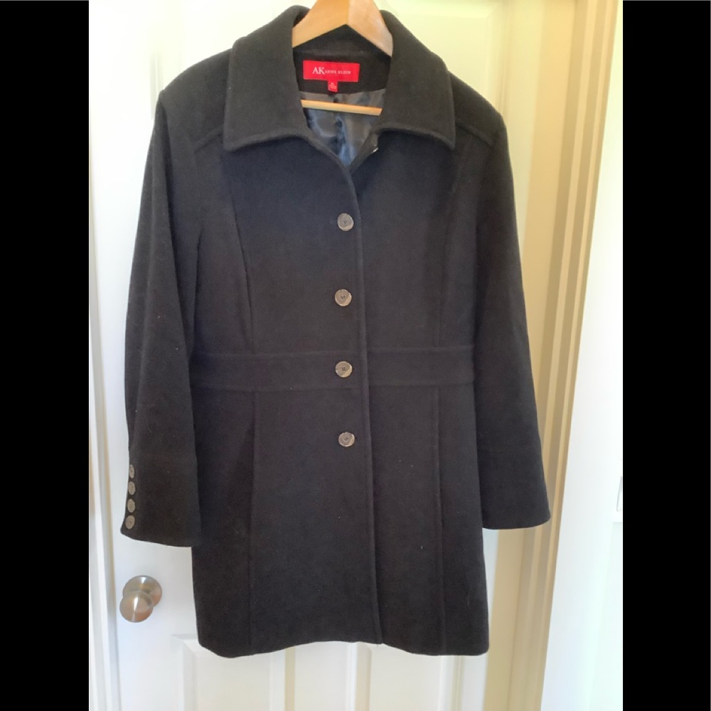 Anne Klein Wool blend pea coat. Black. XL Excellent condition.